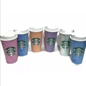 2019 RARE STARBUCKS REUSABLE HOT CUPS 6pk W/ Lids